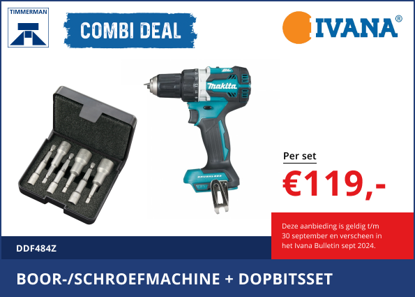 Combideal: Boor-/schroefmachine + dopbitsset